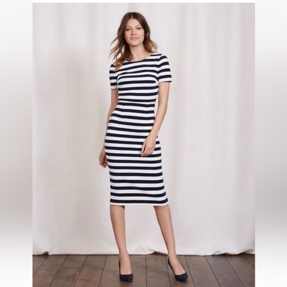Boden Elsa Ottoman Striped Black and White Dress Size US 2P